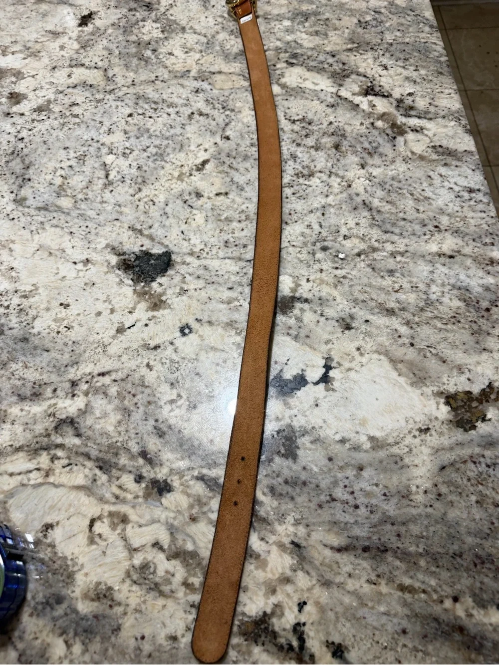 Boutique Brown Italian Leather Belt Size 44 Small Made In Italy Gold Tone Buckle